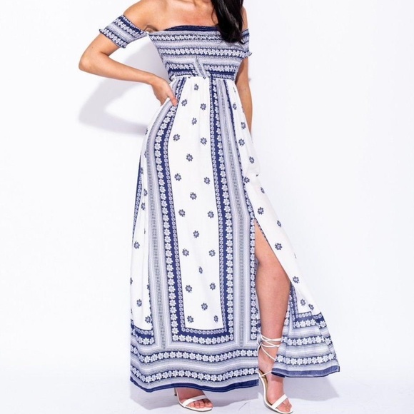 Parisian Works Dresses & Skirts - Floral Print off the Shoulder Dress